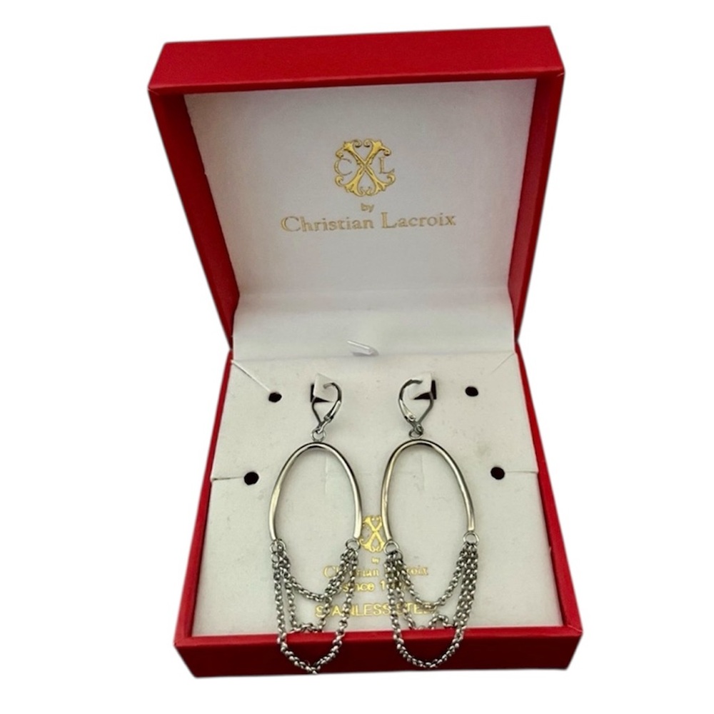 Christian Lacroix Authentic Stainless Steal earrings with box